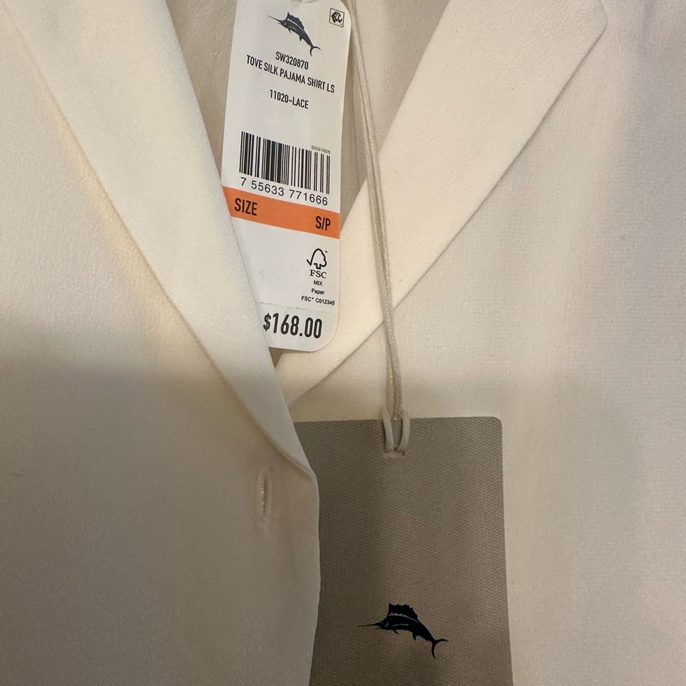 Tommy Bahama Cream Silk Button down blouse new with tags size small
